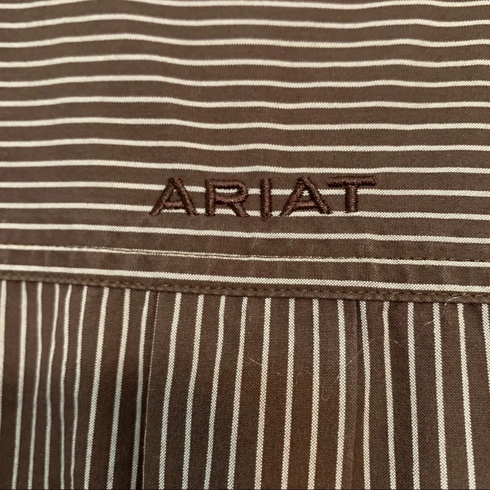 Ariat Pro Series Brown Striped Shirt Large - Picture 8 of 9